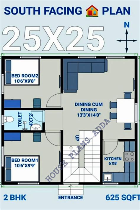 Small House Plan 2bhk Southfacing House Low Cost House Plans Budget