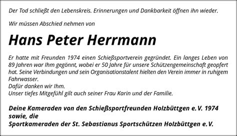 Alle Traueranzeigen F R Hans Peter Herrmann Trauer Rp Online De