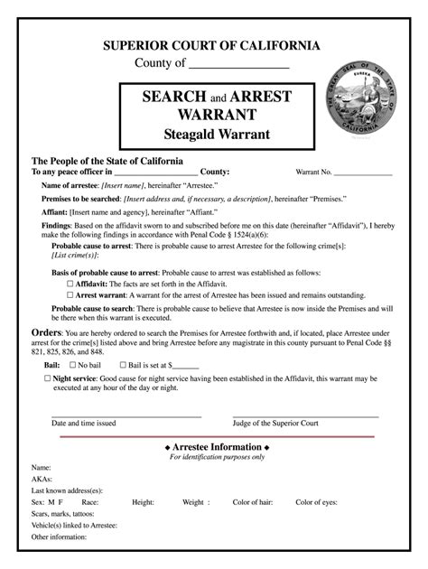 Steagald Warrant 2020 2021 Fill And Sign Printable Template Online Us Legal Forms