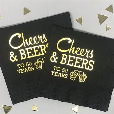 Cheers And Beers To 50 Years 50th Birthday Napkins 50th Etsy