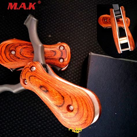 High Quality Folding Slingshot In Stainless Steel With Wood Handle Fit