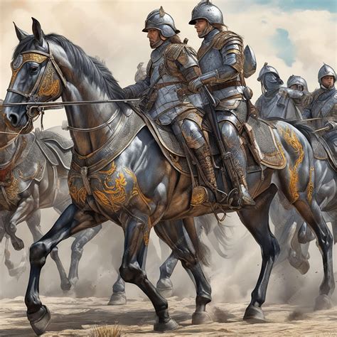 Premium Photo | Medieval battle war soldiers on horses Ai Generative