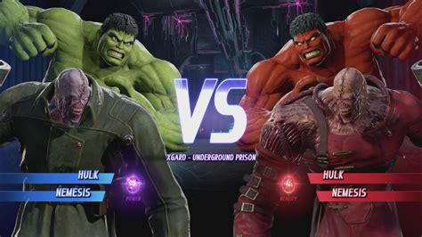 Hulk And Nemesis Vs Red Hulk And Nemesis Marvel Vs Capcom Infinite Youtube