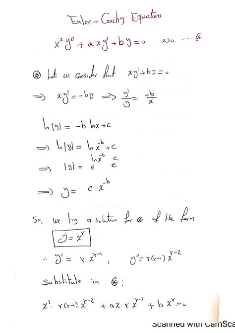 Solution Euler Cauchy Equation Studypool