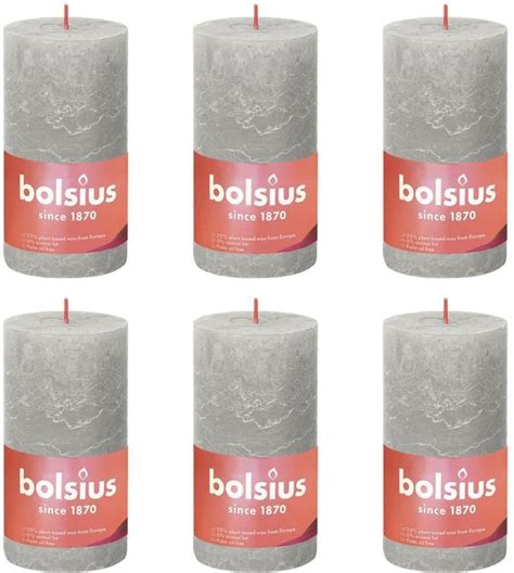 Bolsius Rustic Pillar Shine 4 Pcs 130x68 Mm Sandy Grey Candle • Pris