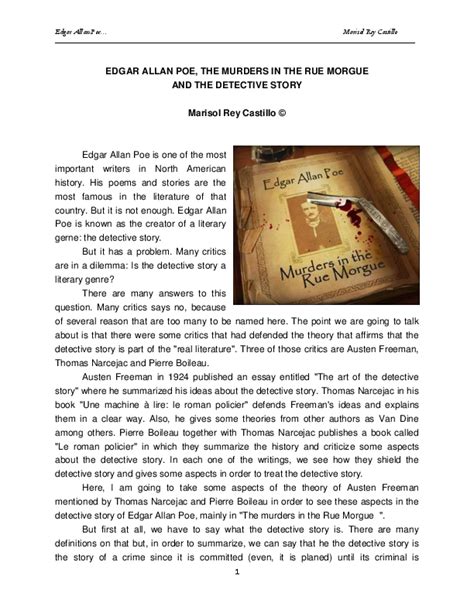 (PDF) Edgar Allan Poe, The Murders In The Rue Morgue And The Detective ...