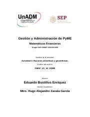 GMAF U1 A2 EDBE docx Gestión y Administración de PyME Matemáticas