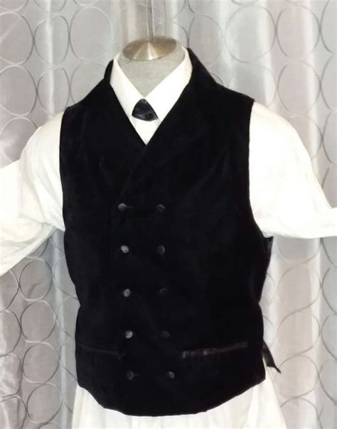 Mens Black Velvet Double Breasted Vest For Weddings With Black Satin