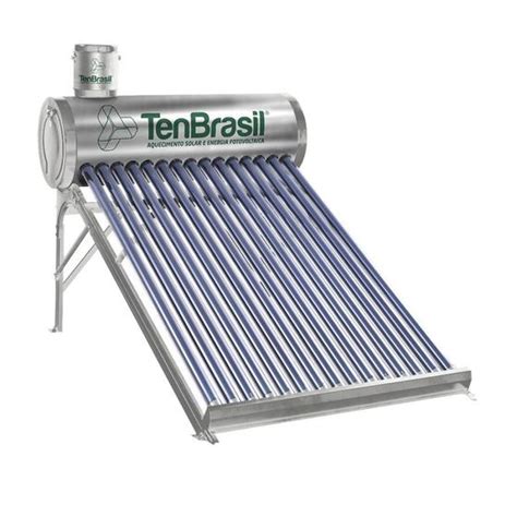 Kit Aquecedor Solar A Vácuo Acoplado Boiler 200 Lts 20 Tubos TEN Aço