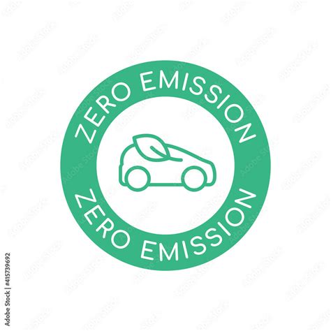 Zero Emission Car Logo Sign Line Icon Green Automobile With A Leaf