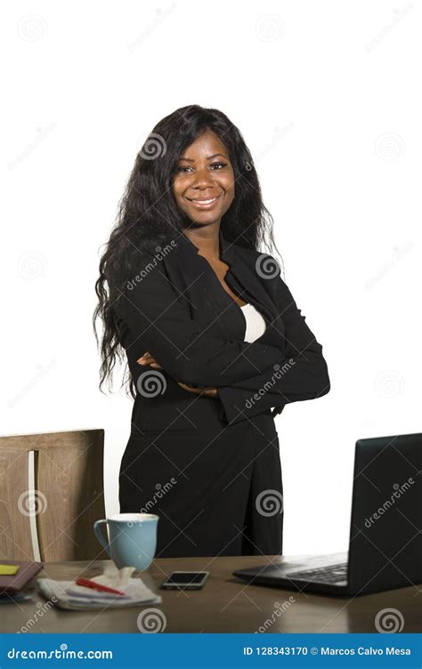 Office Corporate Company Portrait Of Young Happy And Attractive Black African American