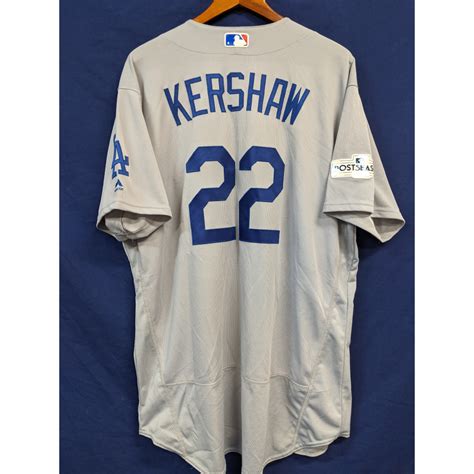 Clayton Kershaw Team Issued Road Postseason Jersey Los Angeles