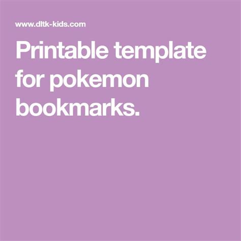 The Words Printable Template For Pokemon Bookmarks Are In White On A