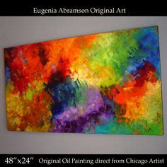 Original OIL PAINTING On Canvas 48x24 ABSTRACT Modern Fine Art Eugenia