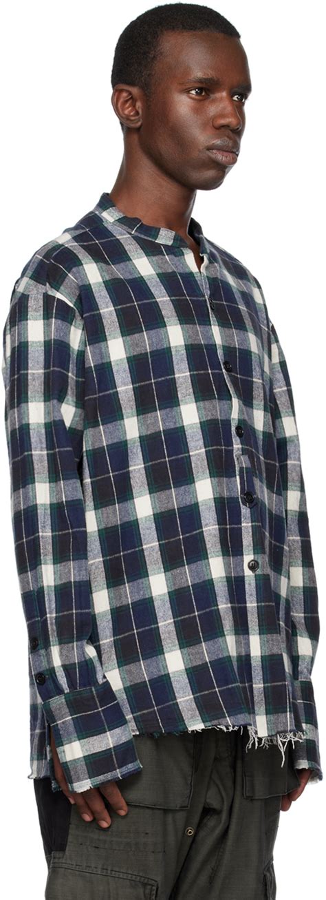 Greg Lauren Blue Green Plaid Shirt Greg Lauren