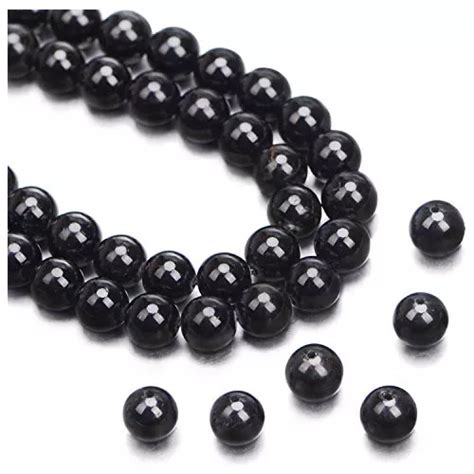 Perlas Redondas De Turmalina Negra Natural 8mm Meses sin interés