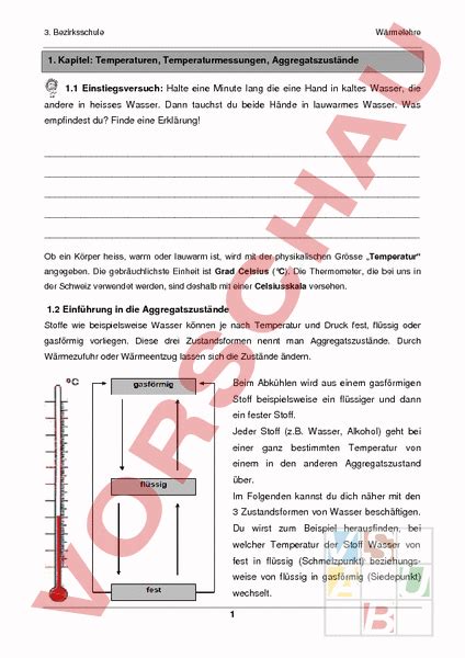 Arbeitsblatt WärmelehreArbeitsblätter Physik Wärmelehre