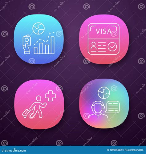 Immigration App Icons Set Migration Rate Start Up Visa Humanitarian