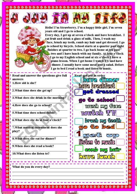 A Day In My Life Esl Worksheet By Liliaamalia