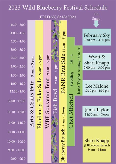 Schedule Wild Blueberry Festival