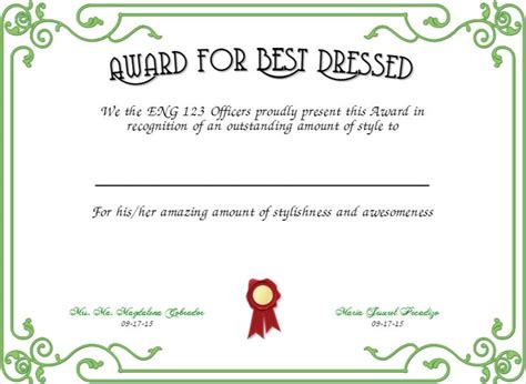 New Best Dressed Certificate Templates Certificate Templates Best