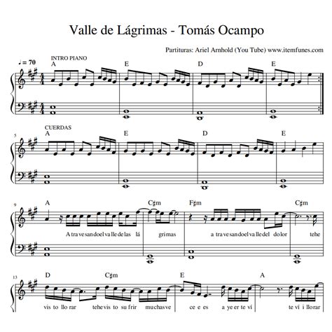 Valle De Lagrimas Tomas Ocampo Partitura Cristiana Notas Acordes