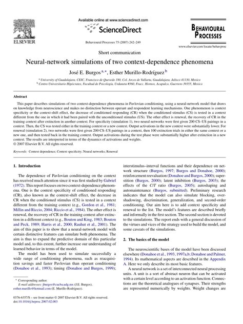 Pdf Neural Network Simulations Of Two Context Dependence Phenomena