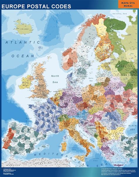 Europe Postal Codes Wall Map Wall Maps Of Countries Of The World