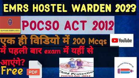 POCSO Act 2012200 MCQs Hostel Warden EMRS