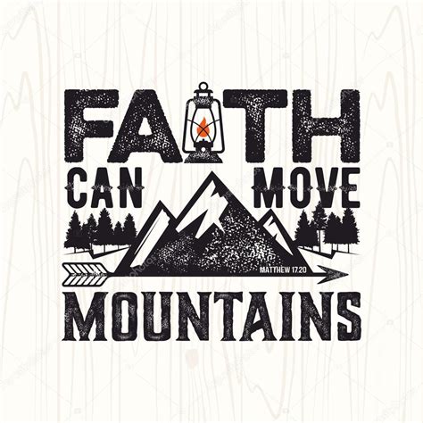 Biblical Illustration Christian Lettering Faith Can Move Mountains