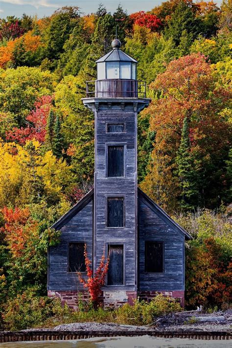 Pictured Rocks Grand Island East Channel Lighthouse In Autumn