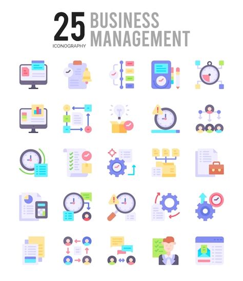 Business Management Flache Icon Pack Vektorillustration Premium Vektor