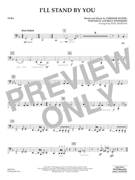 I Ll Stand By You Arr Paul Murtha Tuba By The Pretenders Sheet