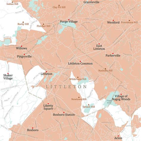 MA Middlesex Littleton Vector Road Map Digital Art by Frank Ramspott ...