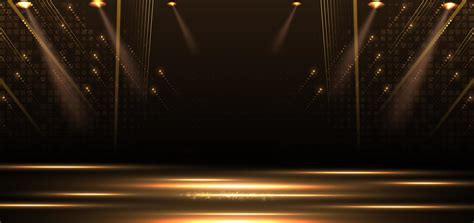 Elegant Golden Stage Vertical Glowing With Lighting Effect Sparkle On