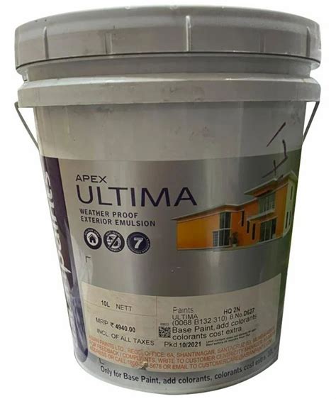 Asian Apex Ultima Weatherproof Exterior Emulsion Paint Ltr At Rs