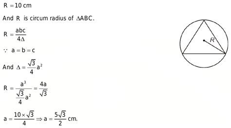 Find The Side Of An Equilateral Triangle Inscribed In A Circle Of