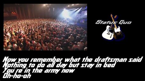 Status Quo In The Army Now Lyrics Youtube