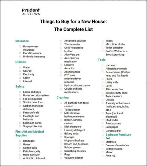 Things To Buy For A New House The Complete Checklist Prudent Reviews