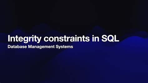 Integrity Constraints In Sql Youtube