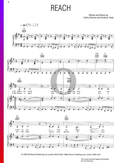 Reach S Club 7 Piano Sheet Music OKTAV