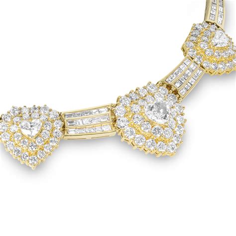 Yellow Gold Diamond Hearts Necklace 5.58ct TDW | Rich Diamonds