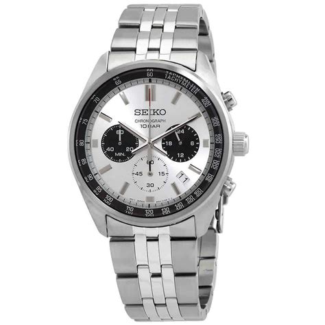 Seiko Chronograph Stainless Steel White Dial Quartz SSB425P1 100M Men S