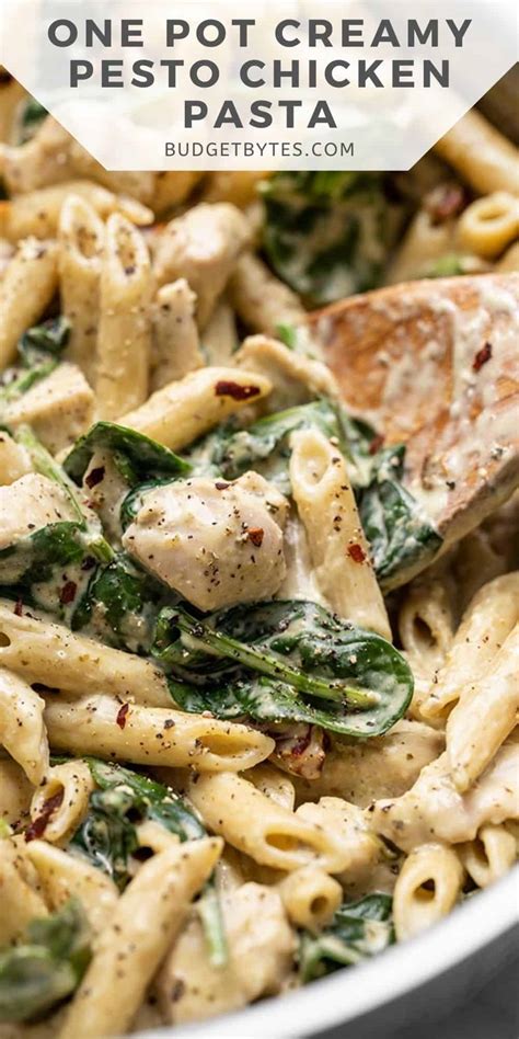 One Pot Creamy Pesto Chicken Pasta Recipe Budget Bytes