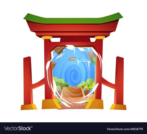 Magic Chinese Arch Portal Flat Style Royalty Free Vector