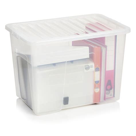 Wilko Storage Box With Lid Clear 80l Plastic Box Storage Plastic