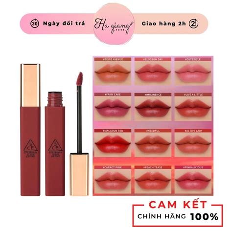 Son Kem Siêu Lì Mịn Môi 3ce Cloud Lip Tint Không Lộ Vân Môi Son 3ce Dành Cho Môi Khô Shopee