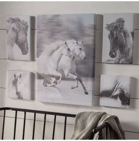 Black and White Horse Canvas Collage Set of 5