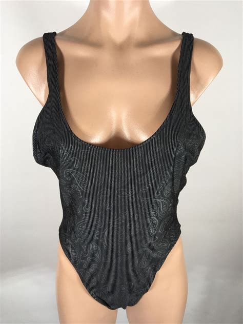 Vintage High Cut 90s Y2k Mossimo Black One Piece Bath Gem