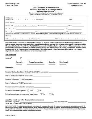 Fillable Online Dhs Iowa Request For Prior Authorization